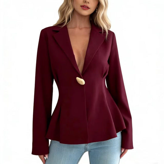 Damen Peplum-Blazer mit ausgefallenen Knopfdetails EB