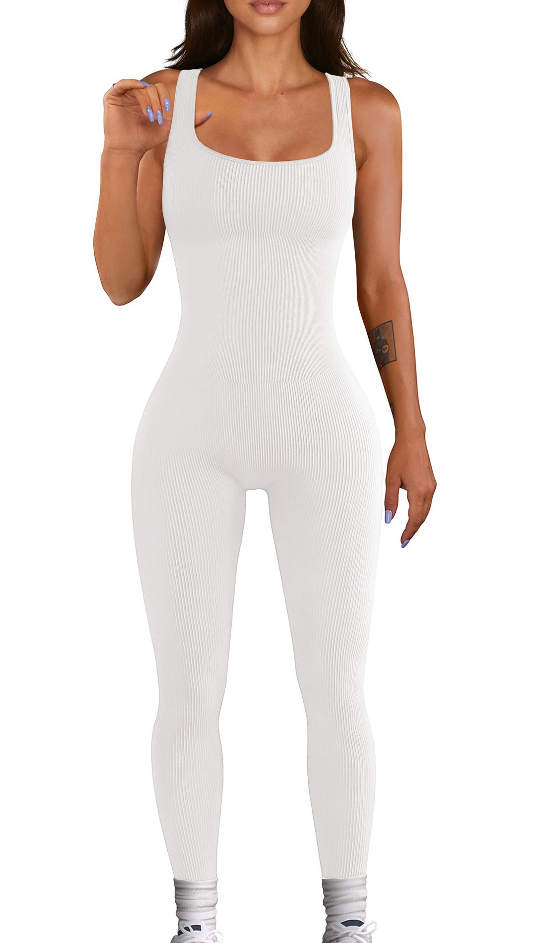 Damen Fashion-Leggings-Overall mit modischem Ripp-Design EB