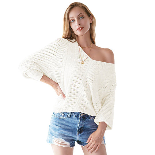 Damen Strickpullover mit modischem Lochmuster und oversized Schnitt EB