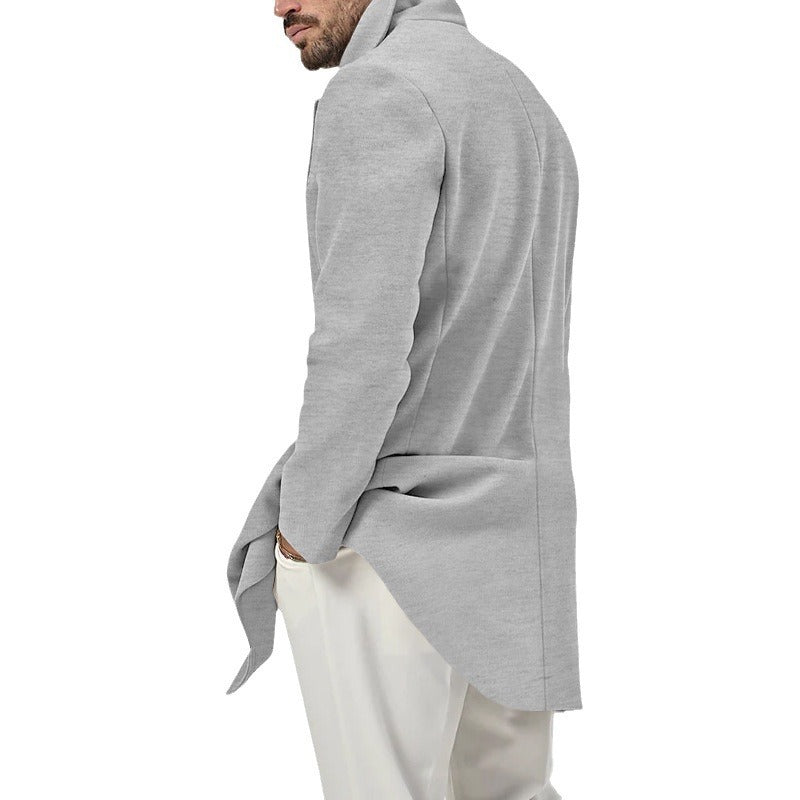 Herren eleganter, klassischer Wollmantel mit doppelter Knopfleiste und hohem Kragen EB