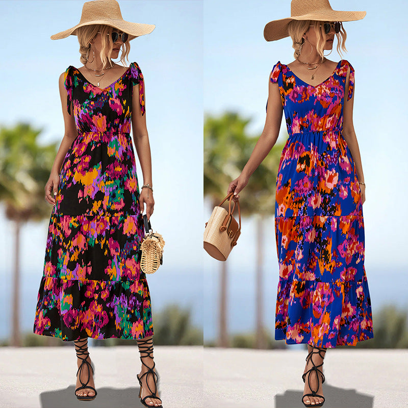 Damen Maxikleid mit verspieltem Floralprint und luftigen Trägern EB