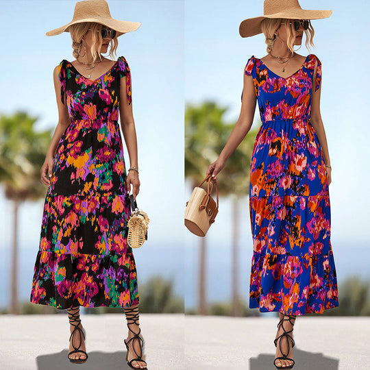 Damen Maxikleid mit verspieltem Floralprint und luftigen Trägern EB