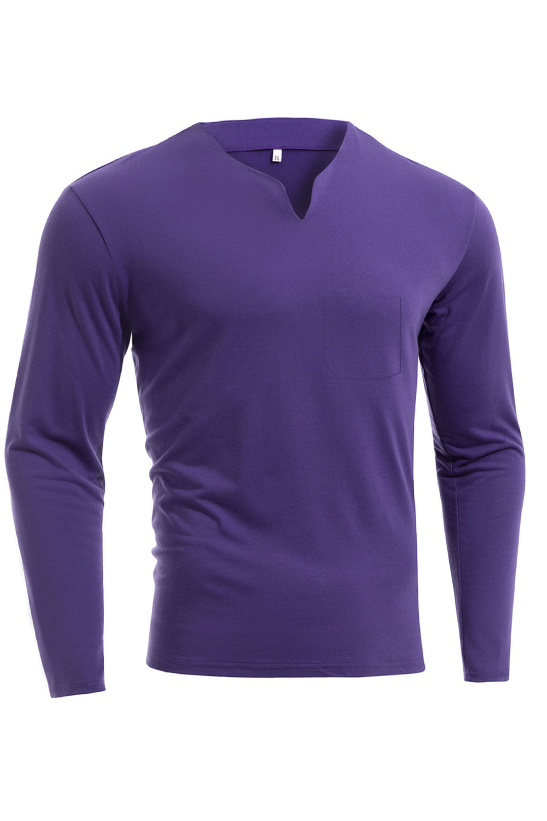 Herren nan Langarmshirt mit V-Ausschnitt Slim Fit Baumwollmix und elastischem Komfortbund EB
