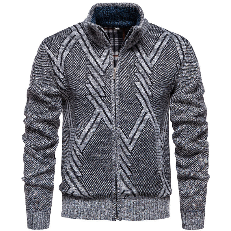 Herren sportliche Strickjacke mit modernem Zopfmuster EB