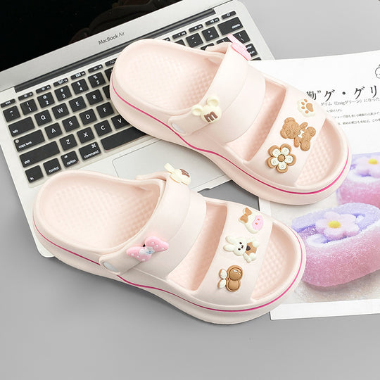 Damen trendige und bequeme Clogs mit bunten Verzierungen EB