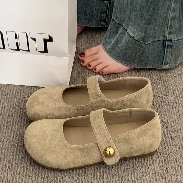 Damen Komfortable Ballerinas mit elegantem Knopfdetail EB