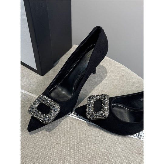 Damen elegante High Heel Pumps mit funkelnder Strassverzierung EB