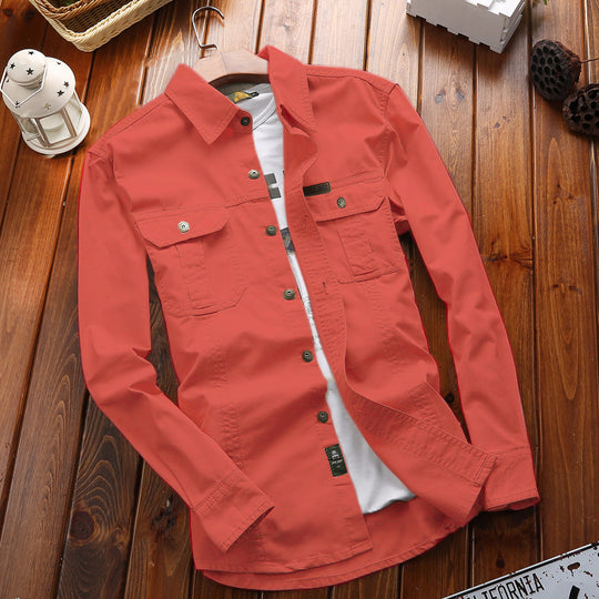 Herren nan vielseitiges Canvas-Overshirt mit Klappbrusttaschen, verstärkten Nähten und regular fit EB