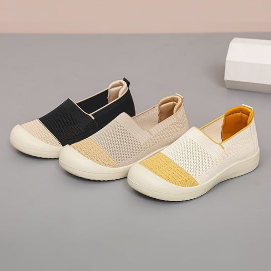 Damen Modische Slip-On Sneakers mit atmungsaktiver Oberflächenstruktur und gepolsterter Sohle EB