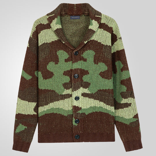 Herren Strickjacke im einzigartigen Camouflage-Design mit hohem Kragen EB