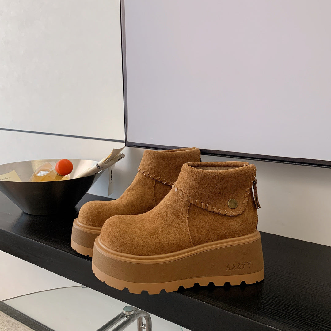 Damen Plattformstiefeletten mit hochgezogenem Schaft von EB