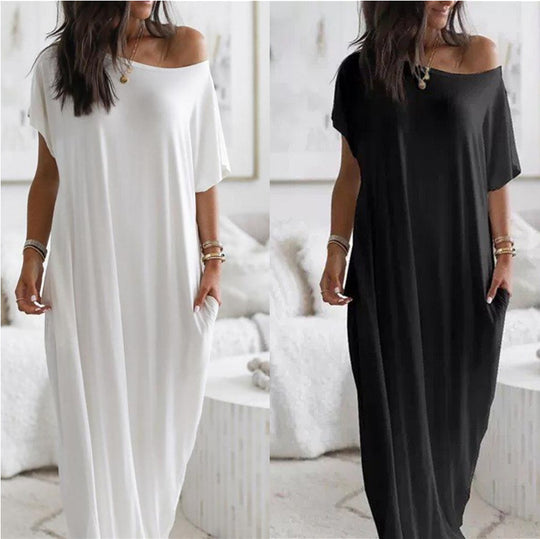Damen lässiges Maxi-Überkleid mit weitem Schnitt und praktischen Taschen EB
