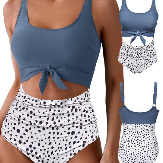 Damen Bikiniset mit Hoher Taille und Raffungen EB