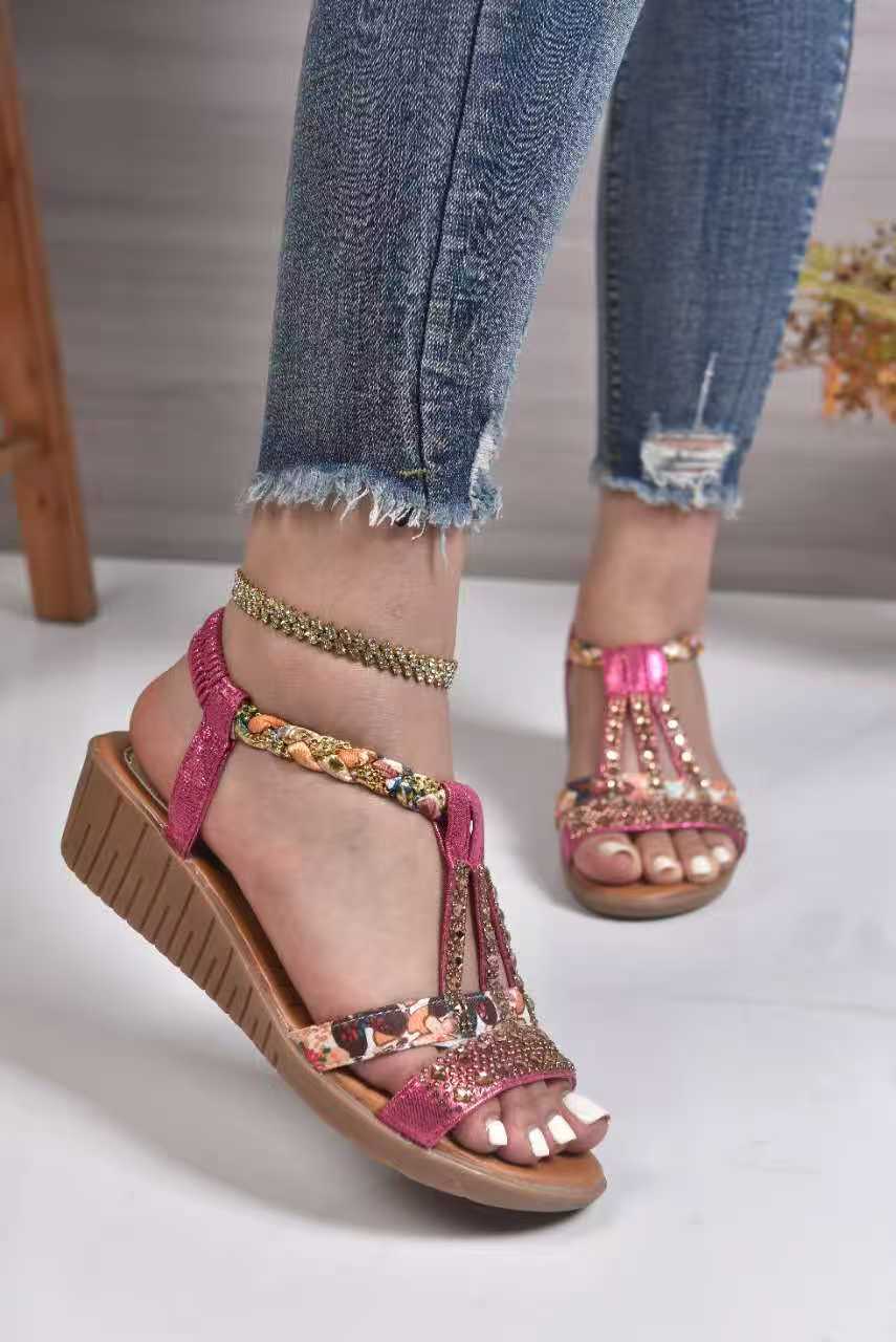 Damen Elegante Sandalen mit modischen Glitzer- und Blumenapplikationen EB