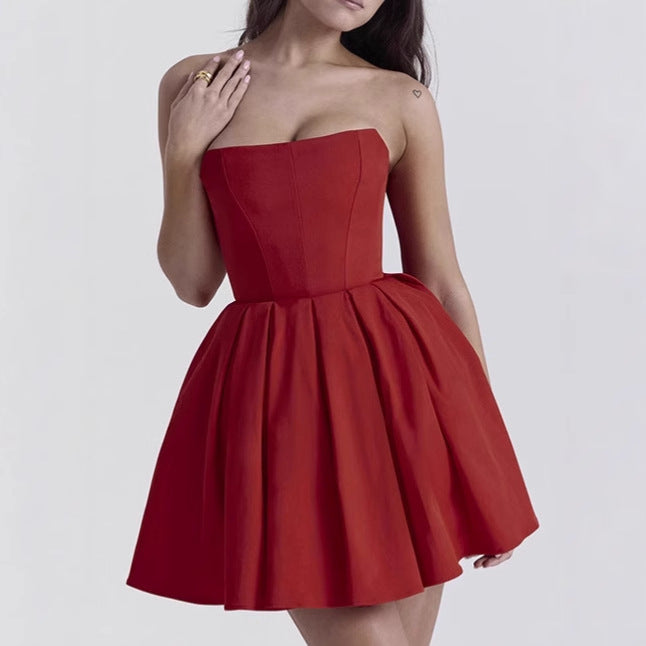 Damen Elegant geschnittenes A-Linie Minikleid EB