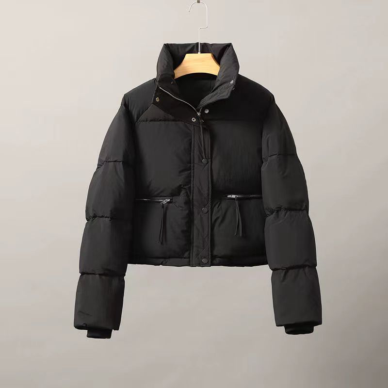 Damen gesteppte Winterjacke mit hohem Kragen und praktischen Taschen EB