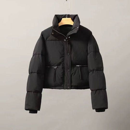 Damen gesteppte Winterjacke mit hohem Kragen und praktischen Taschen EB