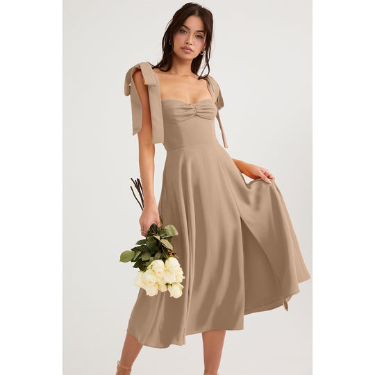 Damen Maxikleid mit verstellbaren Trägern und seitlichem Schlitz EB
