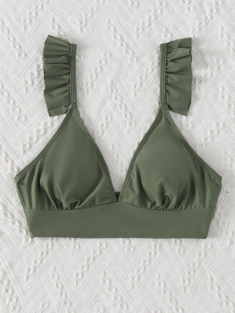 Damen Triangel-Bikinioberteil mit voluminösen Rüschendetails EB