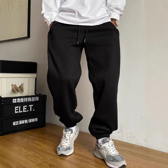 Herren nan tapered Jogginghose mit markanter Schrittnaht Kordelzug und elastischen Knöchelbündchen EB