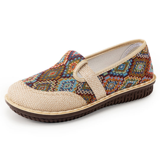 Damen Bequeme Slip-On Clogs mit buntem Jacquard-Muster EB