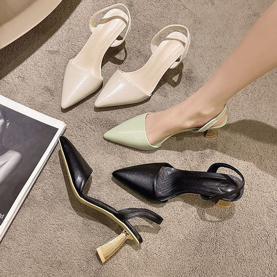 Damen elegante Slingback-Pumps mit feinen Riemen und spitz zulaufendem Design EB