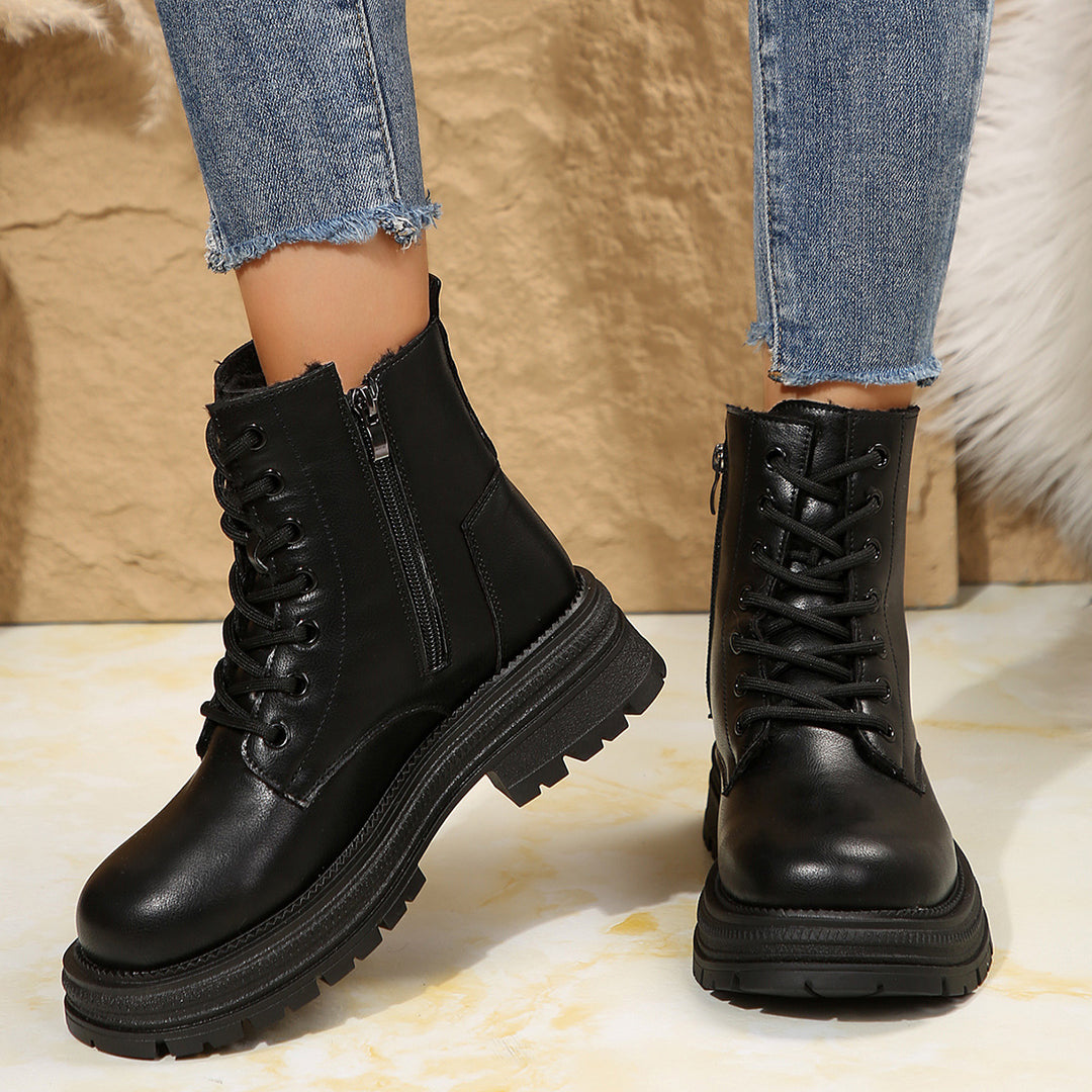 Damen Schnürboots mit robustem Profil und modischem Reißverschluss EB