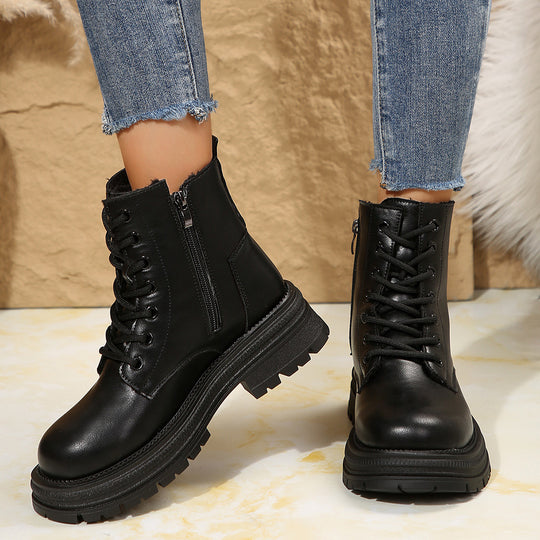 Damen Schnürboots mit robustem Profil und modischem Reißverschluss EB