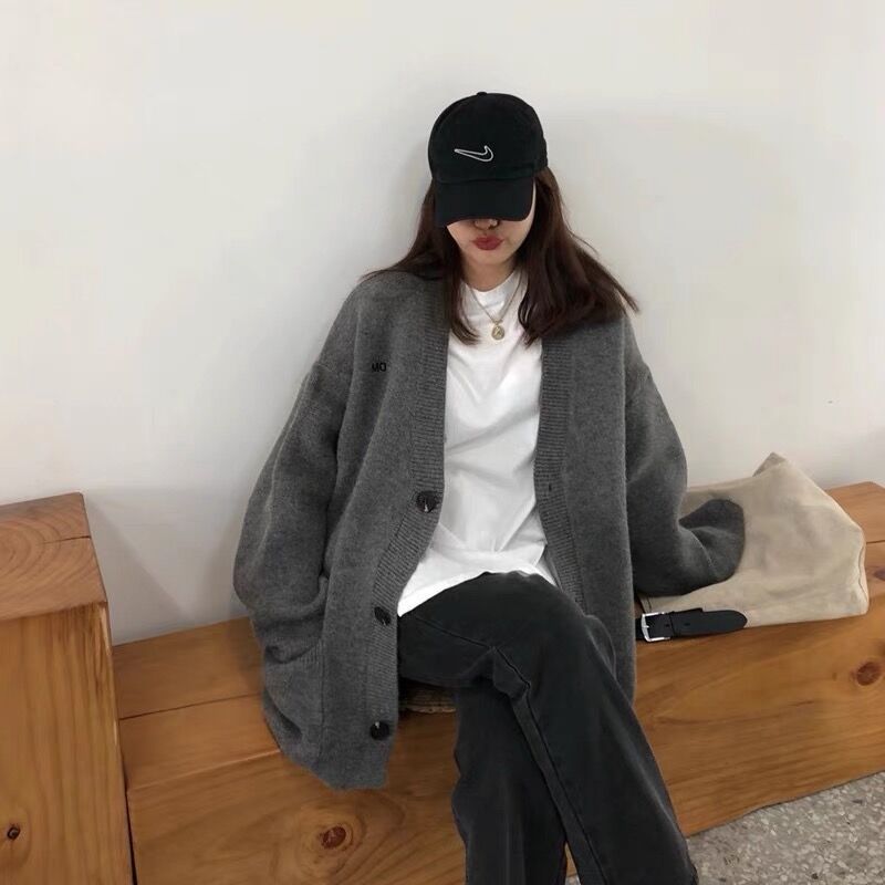 Damen Grob gestrickter Cardigan mit lässigem Schnitt und großen Taschen EB