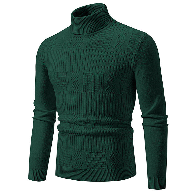 Herren nan strukturierter Rollkragenpullover aus feinem Strickmix mit körpernaher Passform EB