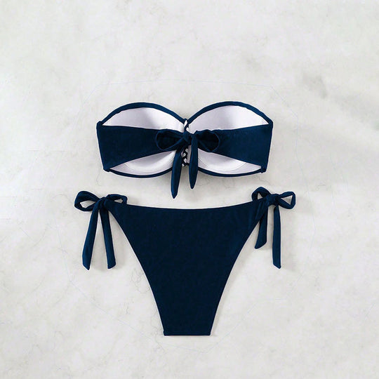 Damen Bandeau-Bikini-Set mit raffinierten Bindebändern EB