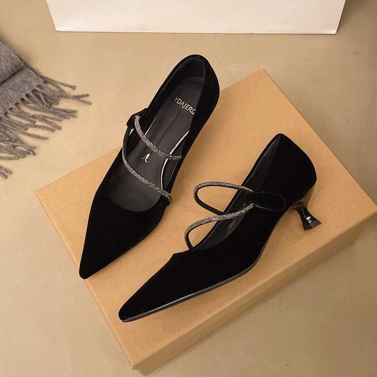 Damen elegante Pumps mit zartem Strass-Dekor EB
