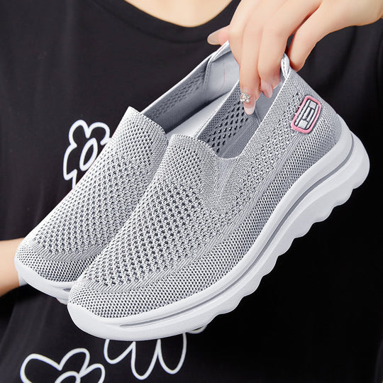 Damen Atmungsaktive Slip-On Sneakers mit elastischer Strickoberfläche EB