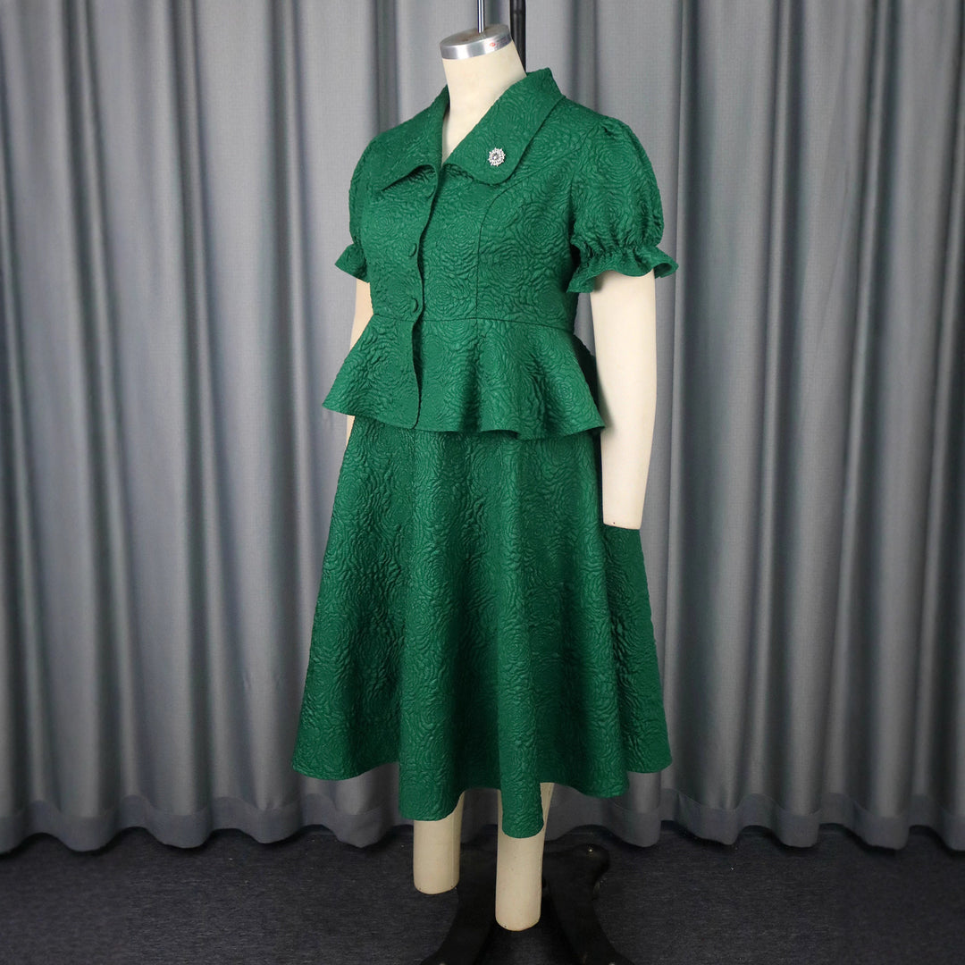 Damen elegantes Kleid mit Vintage-Details und voluminösem Rock EB