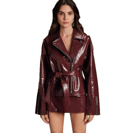 Damen Kunstlederjacke mit hochglänzendem Finish EB