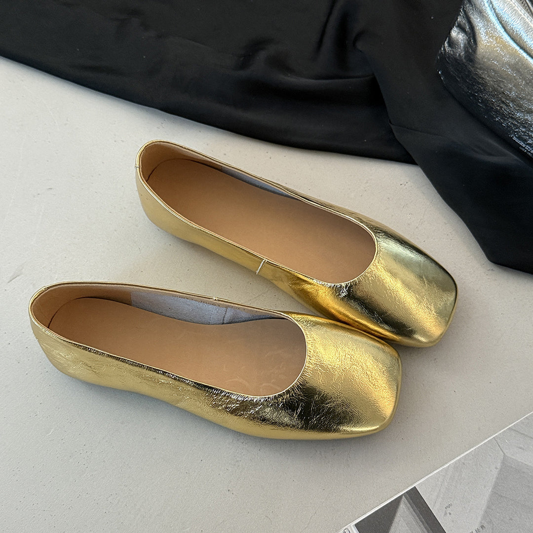 Damen Ballerinas aus hochwertigem Metallic-Leder mit komfortabler Innensohle EB