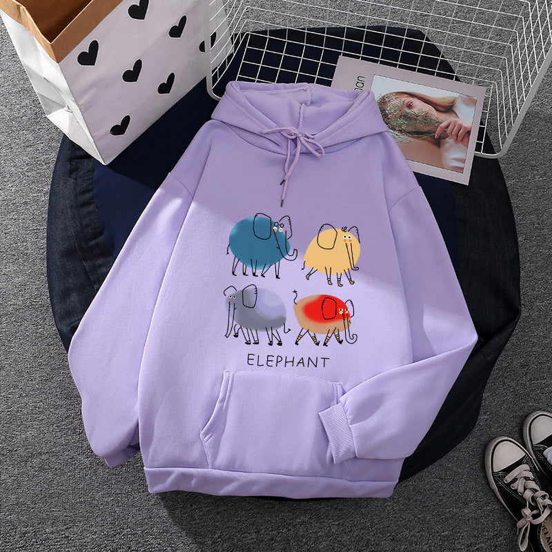 Damen nan Kapuzenpullover mit minimalistischer Grafik, lockerer Oversize-Passform und Kängurutasche EB