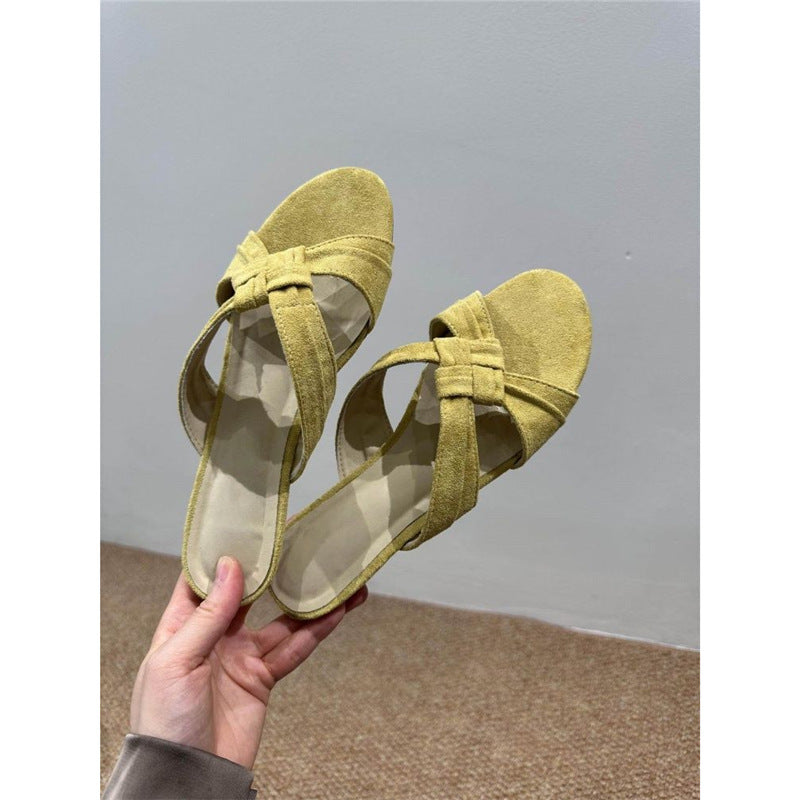 Damen Ballerina-Sandalen mit dekorativem Knoten-Riemen EB