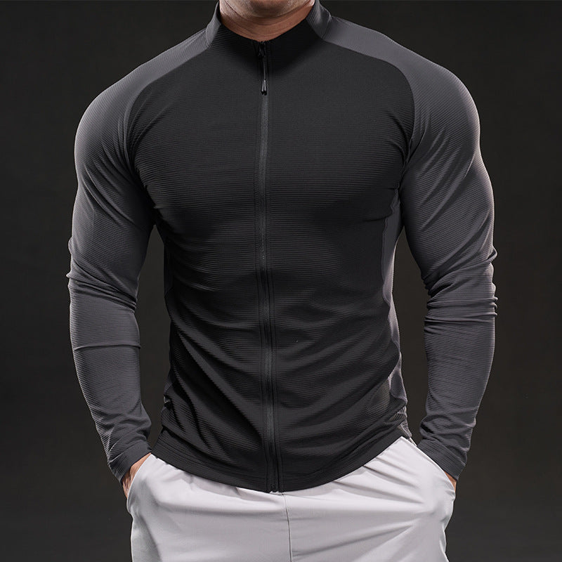 Herren Slim‑Fit Performance‑Trainingsshirt mit durchgehendem Reißverschluss und Raglanärmeln EB
