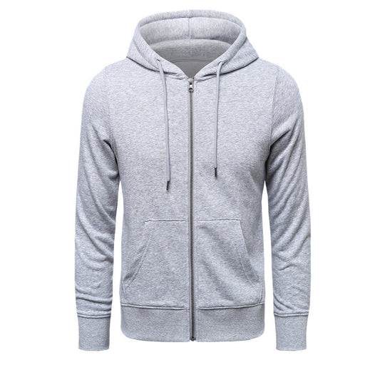 Herren nan schmal geschnittener Zip-Hoodie mit Metall-Reißverschluss, doppellagiger Kapuze und Kängurutasche EB