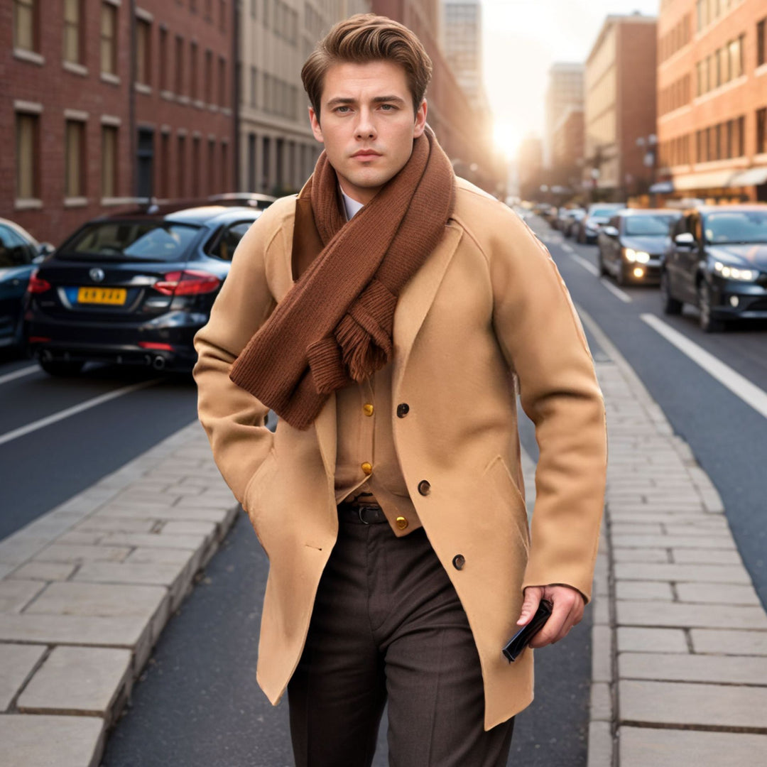 Herren lässiger Dufflecoat mit schickem Stehkragen und praktischen Taschen EB