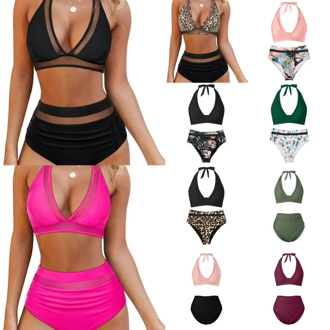 Damen Hochtailliertes Bademoden-Set mit stylischem Haltertop EB