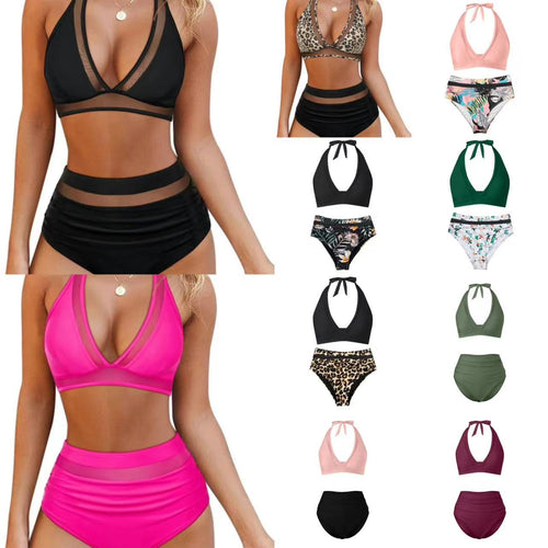 Damen Hochtailliertes Bademoden-Set mit stylischem Haltertop EB