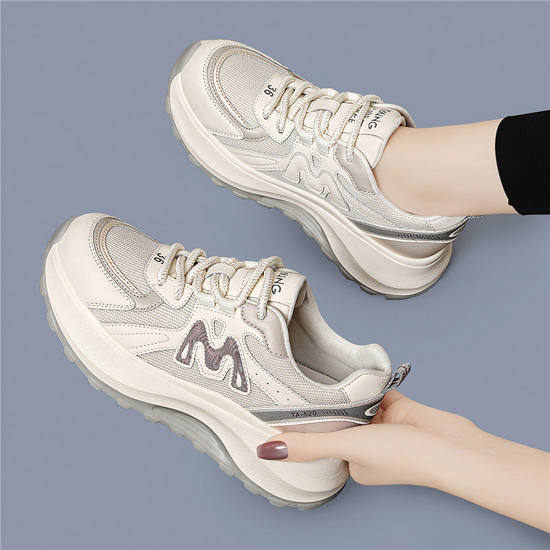 Damen modische Chunky Sneakers mit atmungsaktivem Obermaterial und stoßdämpfender Sohle EB