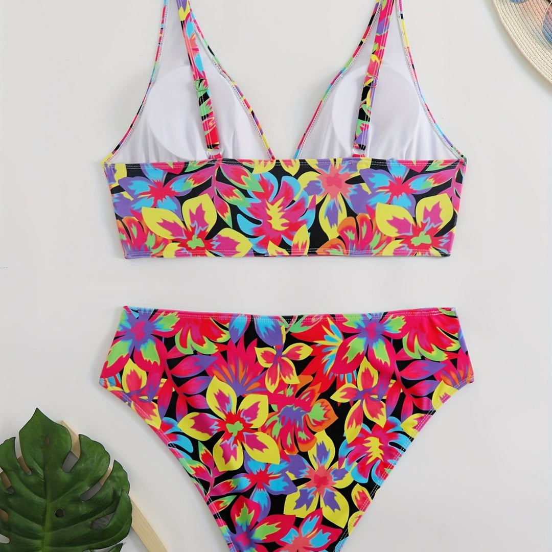 Damen Bikiniset mit auffälligem floralem Design und komfortablem Schnitt EB