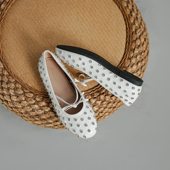 Damen Ballerinas mit dekorativen Strassapplikationen und modischem Schleifendesign EB