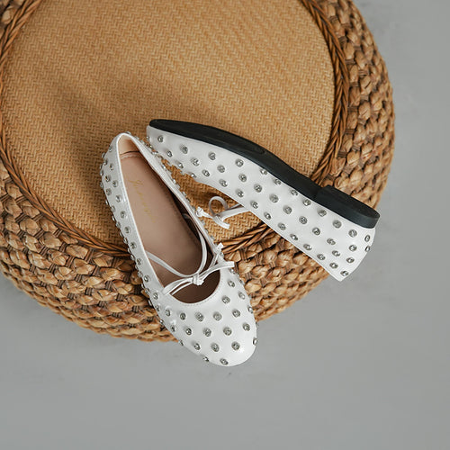 Damen Ballerinas mit dekorativen Strassapplikationen und modischem Schleifendesign EB