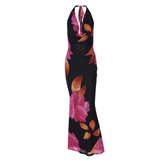Damen Elegantes Maxikleid mit kunstvollem Blumenmuster EB