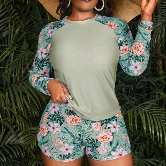 Damen UV-Schutz Badeoberteil und Shorts Set EB