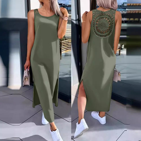 Damen Maxi-Kleid mit handgefertigter Spitze EB